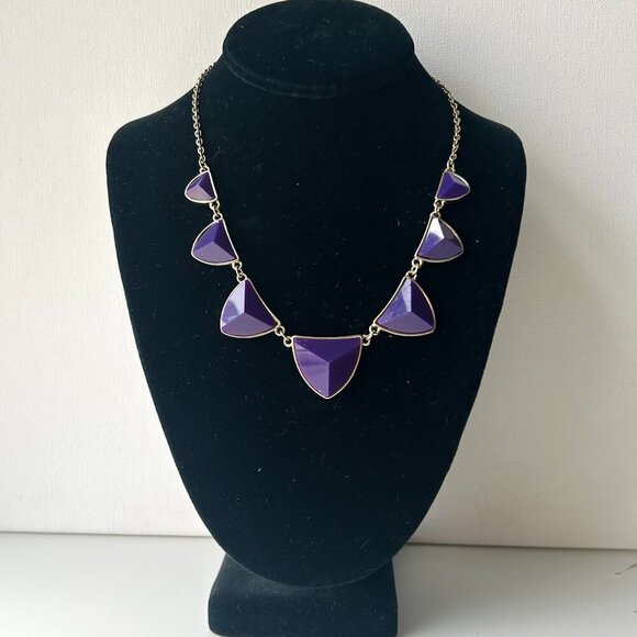 Vintage Purple Geometric Statement Necklace  - Picture 1 of 3